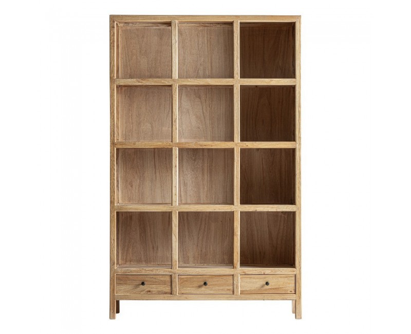 Libreria Modular Brecey Madera De Olmo Reciclado 120x38x190 Estilo Colonial - 1