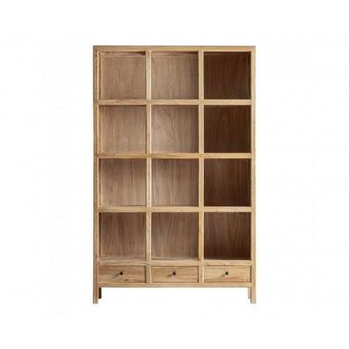 Libreria Modular Brecey Madera De Olmo Reciclado 120x38x190 Estilo Colonial - 1