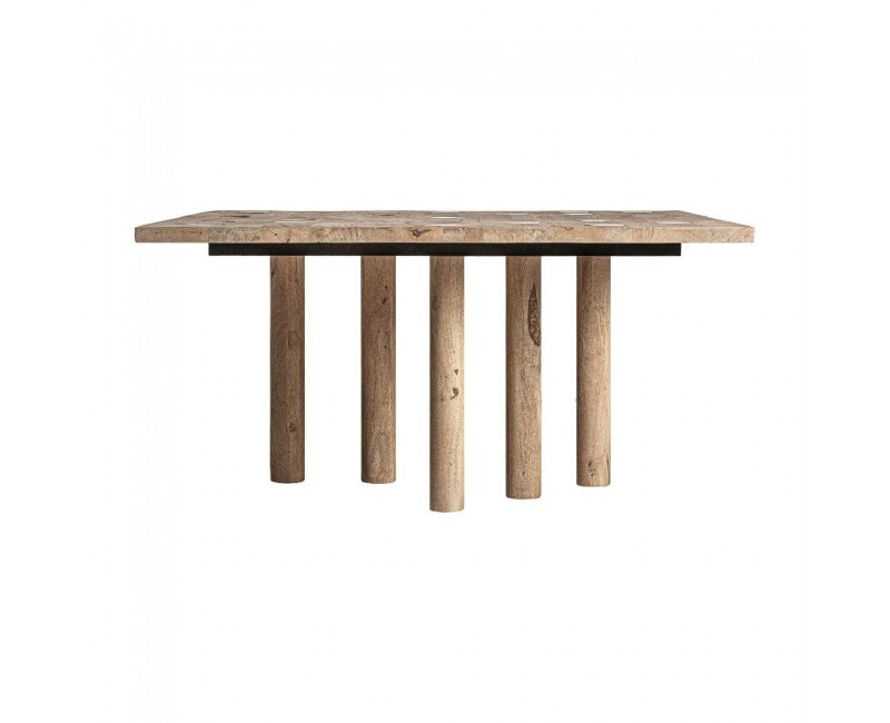 Mesa Comedor Jacquard Madera De Mango 150x150x75 Estilo Contemporáneo - 1