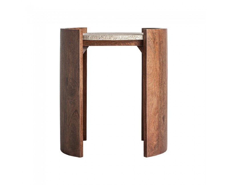 Mesa Auxiliar Tivoli Travertino 50x46x56 Estilo Contemporáneo - 1