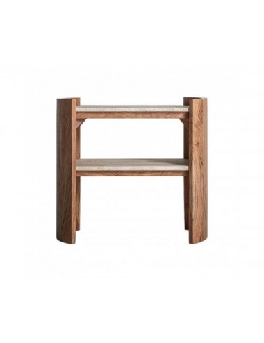 Mesa Auxiliar Tivoli Travertino 60x35x56 Estilo Contemporáneo - 1