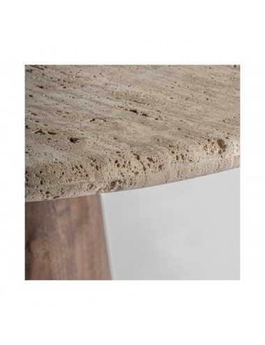 Mesa Comedor Varzi Travertino 130x130x81 Estilo Art Deco - 3