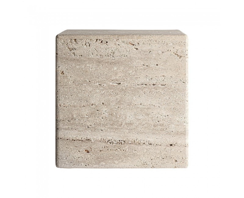 Mesa De Centro Rapolano Travertino 45x45x45 Estilo Art Deco - 1