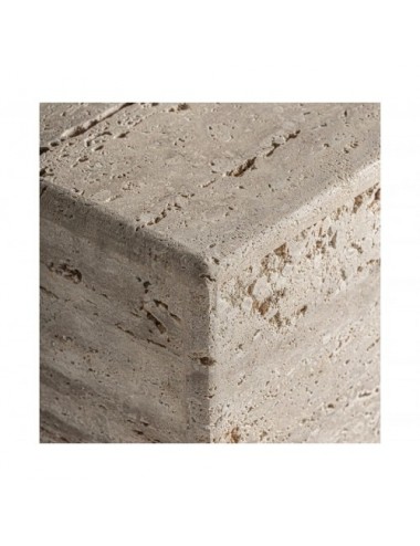 Mesa De Centro Rapolano Travertino 45x45x45 Estilo Art Deco - 4