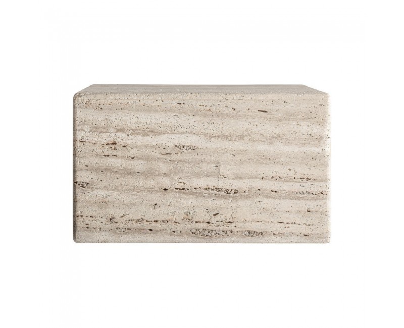 Mesa De Centro Rapolano Travertino 60x60x35 Estilo Art Deco - 1