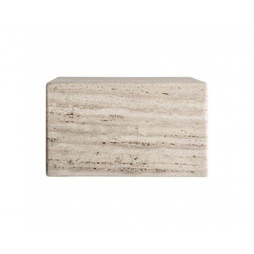 Mesa De Centro Rapolano Travertino 60x60x35 Estilo Art Deco - 1