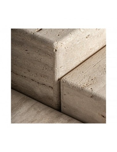 Mesa De Centro Rapolano Travertino 60x60x35 Estilo Art Deco - 6