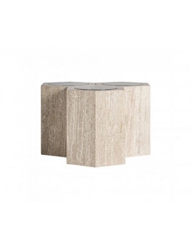 Mesa De Centro Thiennes Travertino 60x61x38 Estilo Art Deco - 1