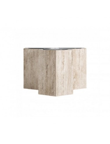 Mesa De Centro Thiennes Travertino 60x61x38 Estilo Art Deco - 1