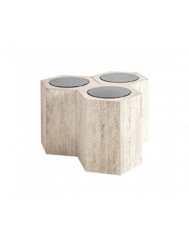 Mesa De Centro Thiennes Travertino 60x61x38 Estilo Art Deco - 1