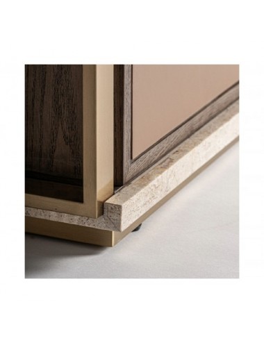 Mesita De Noche Monza Travertino 66x46x56 Estilo Art Deco - 6