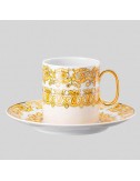 Juego de taza de café y plato Medusa Rhapsody porcelana blanco dorado - 1