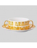 Plato hondo y platillo Medusa Rhapsody porcelana blanco dorado Versace - 1