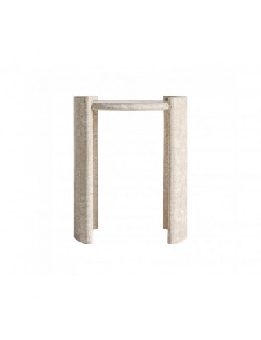 Mesa Auxiliar Thiennes Travertino 45x45x55 Estilo Art Deco - 1