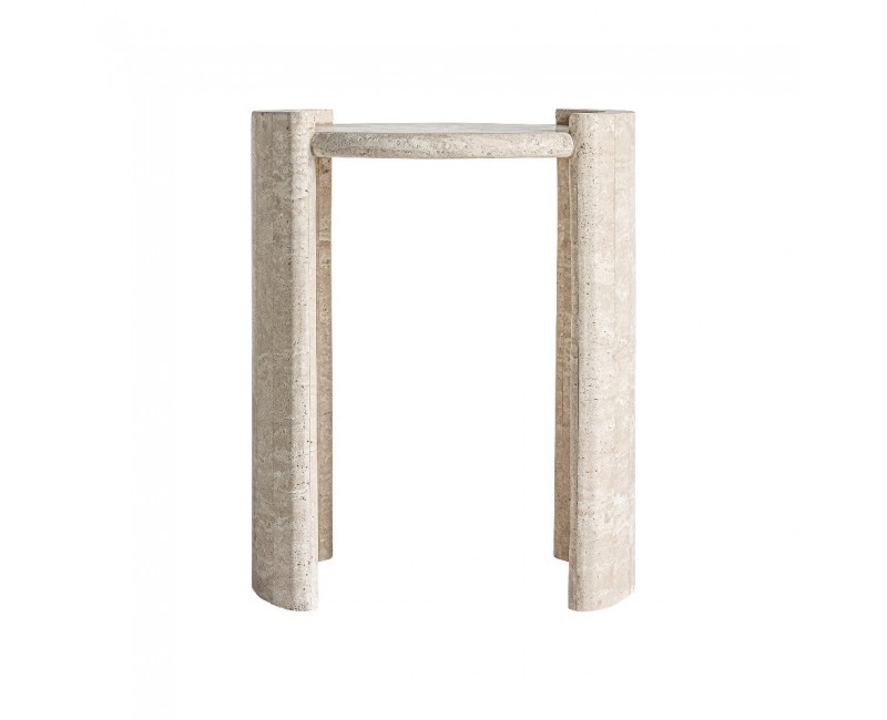 Mesa Auxiliar Thiennes Travertino 45x45x55 Estilo Art Deco - 1