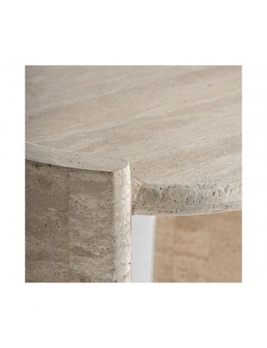 Mesa Auxiliar Thiennes Travertino 45x45x55 Estilo Art Deco - 3