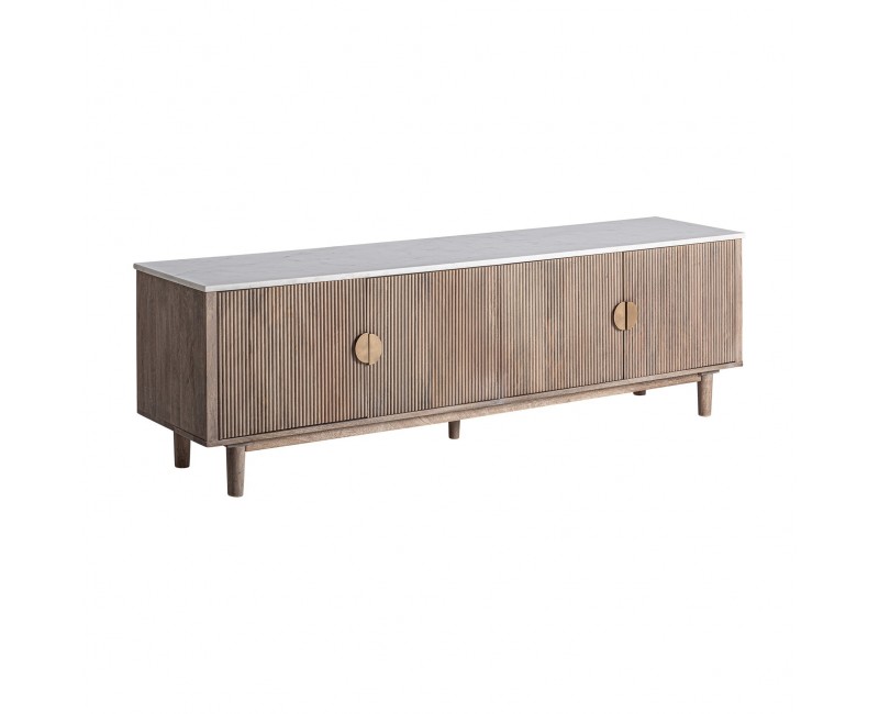 Mueble Tv Zerf Madera De Mango 200x45x60 Estilo Contemporáneo - 1