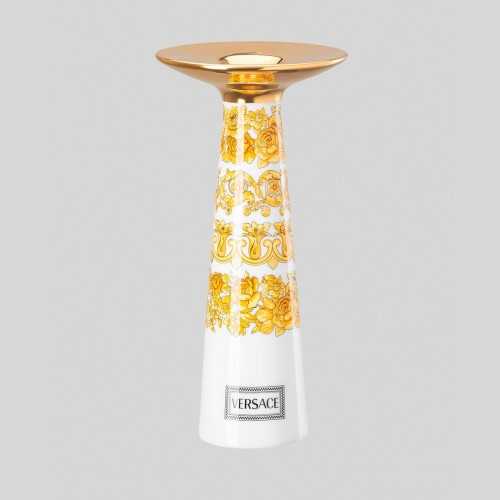 Portavelas Medusa Rhapsody 20 cm porcelana blanco dorado Versace - 1