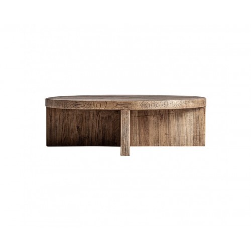 Mesa De Centro Norvik Madera De Olmo 100x100x30 Estilo Clásico - 1