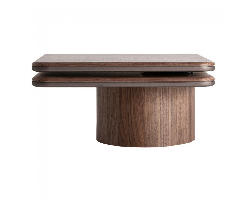 Mesa De Centro Kexby Chapa De Nogal 80x80x38 Estilo Contemporáneo - 1