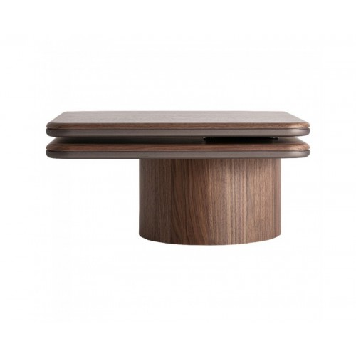 Mesa De Centro Kexby Chapa De Nogal 80x80x38 Estilo Contemporáneo - 1