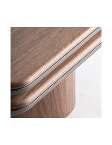 Mesa De Centro Kexby Chapa De Nogal 80x80x38 Estilo Contemporáneo - 7