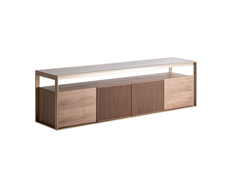 Mueble Tv Aisby Madera De Fresno 200x45x58,5 Estilo Contemporáneo - 1