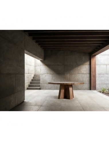 Mesa Comedor Brutalist Madera De Sal 170x170x76 Estilo Contemporáneo - 7