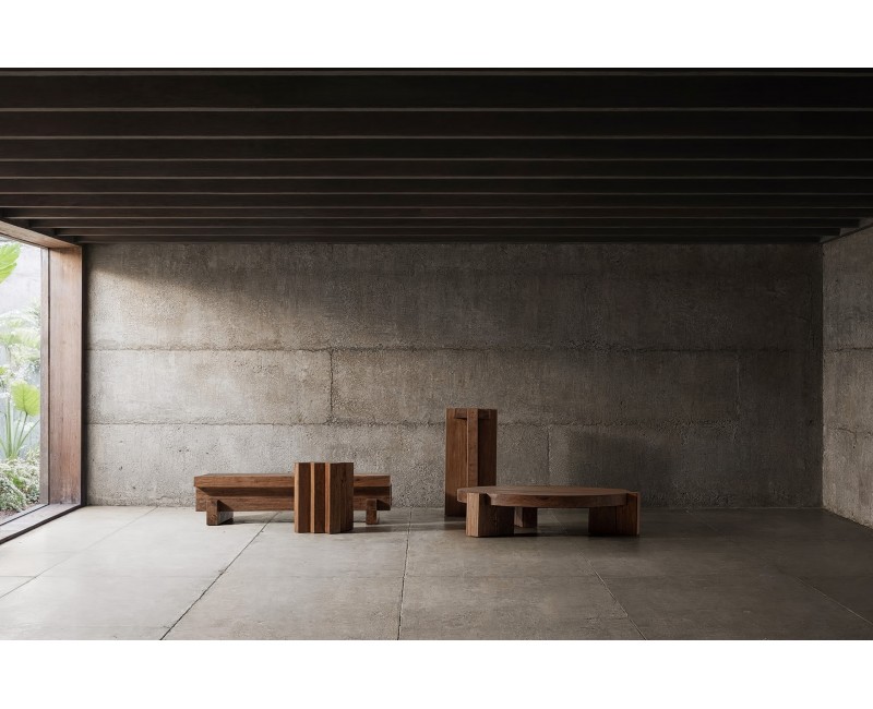 Mesa De Centro Brutalist Madera De Sal 150x100x37 Estilo Contemporáneo - 1