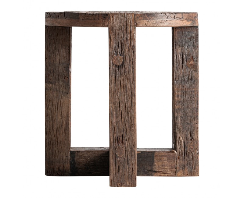Mesa Auxiliar Losse Madera Recuperada 60x60x65 Estilo Clásico - 1
