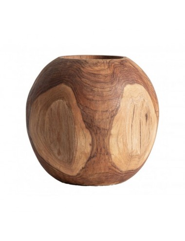 Jarrón Humble Madera De Teka 26x26x27 Estilo Étnico - 1