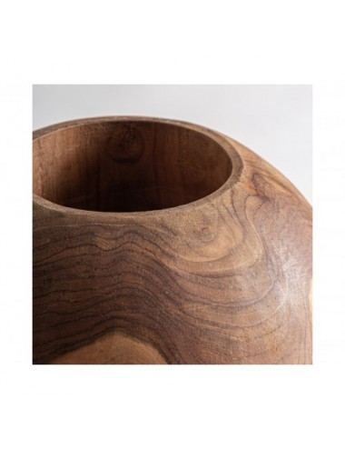 Jarrón Humble Madera De Teka 26x26x27 Estilo Étnico - 1
