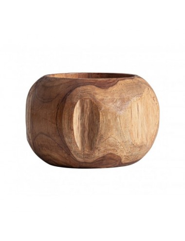 Jarrón Humble Madera De Teka 27x27x19 Estilo Étnico - 1