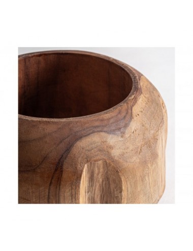 Jarrón Humble Madera De Teka 27x27x19 Estilo Étnico - 1
