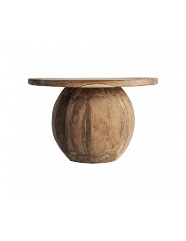 Mesa De Centro Erloy Madera De Teka Reciclada 70x70x45 Estilo Rústico - 1