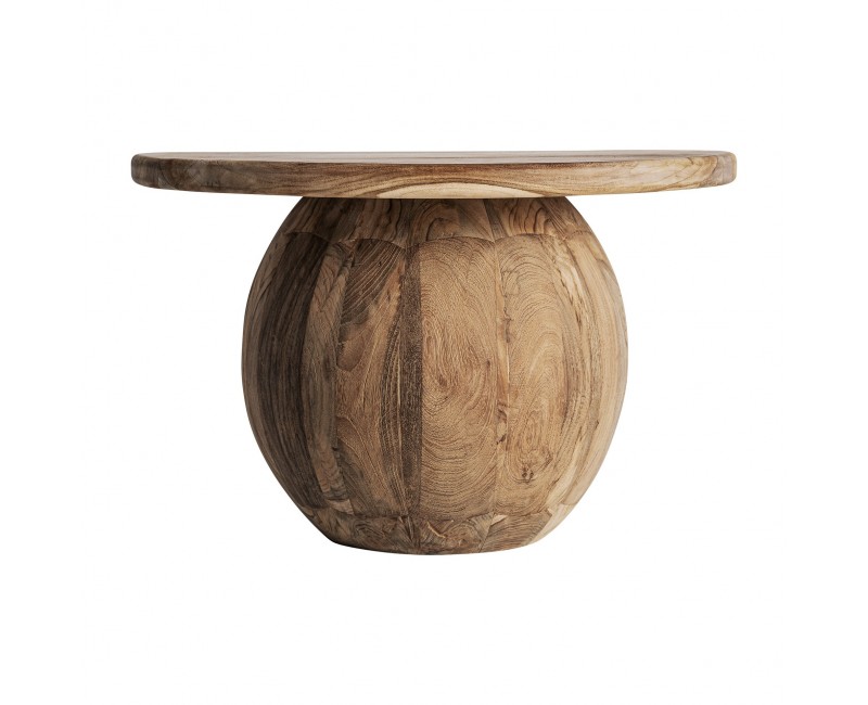 Mesa De Centro Erloy Madera De Teka Reciclada 70x70x45 Estilo Rústico - 1