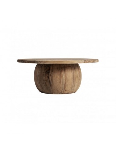 Mesa De Centro Erloy Madera De Teka Reciclada 90x90x36 Estilo Rústico - 1