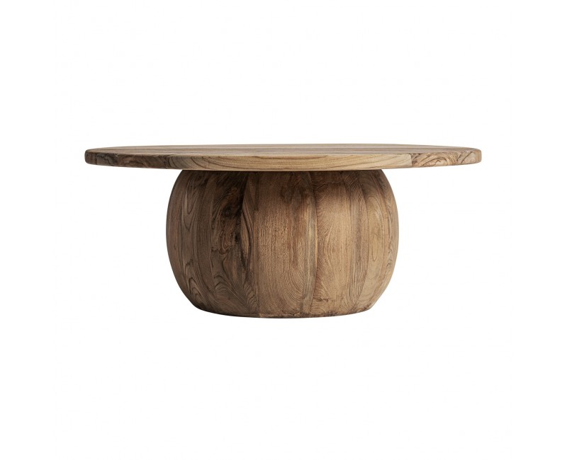 Mesa De Centro Erloy Madera De Teka Reciclada 90x90x36 Estilo Rústico - 1