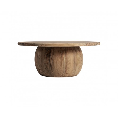 Mesa De Centro Erloy Madera De Teka Reciclada 90x90x36 Estilo Rústico - 1