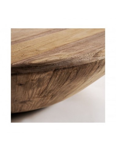 Mesa De Centro Erloy Madera De Teka Reciclada 80x80x24 Estilo Rústico - 3