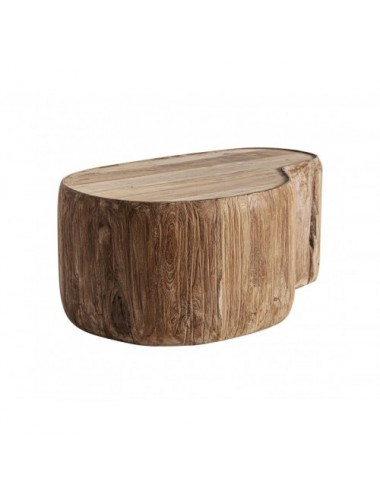 Mesa De Centro Erloy Madera De Teka Reciclada 90x60x40 Estilo Rústico - 1