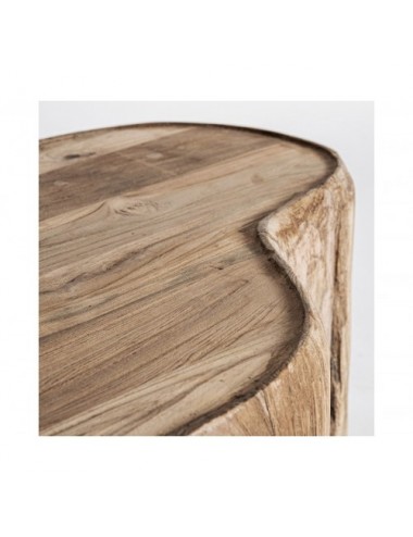 Mesa De Centro Erloy Madera De Teka Reciclada 90x60x40 Estilo Rústico - 4