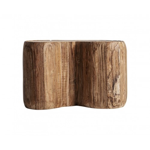 Mesa De Centro Erloy Madera De Teka Reciclada 70x55x46 Estilo Rústico - 1