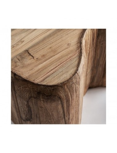 Mesa De Centro Erloy Madera De Teka Reciclada 70x55x46 Estilo Rústico - 3