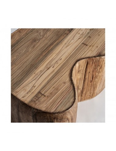 Mesa De Centro Erloy Madera De Teka Reciclada 70x55x46 Estilo Rústico - 7