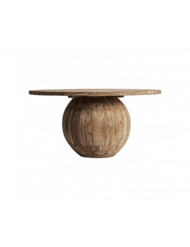 Mesa Comedor Erloy Madera De Teka Reciclada 150x150x80 Estilo Rústico - 1