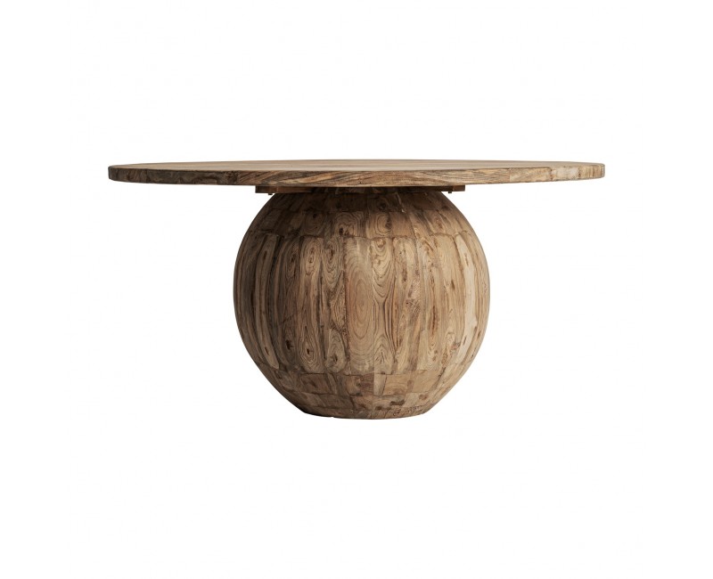 Mesa Comedor Erloy Madera De Teka Reciclada 150x150x80 Estilo Rústico - 1