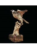 Figura Halcón dorado Decoración bronce artesanal Soher - 1