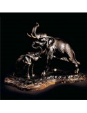 Figura Dos Elefantes Decoración bronce artesanal Soher - 1