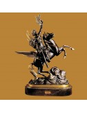 Ángel y Pegaso figura artesanal decoración bronce mármol Soher - 1